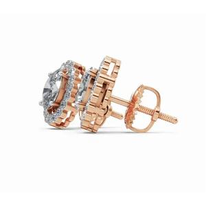 Pendientes de Diamante Ovalados con Halo Festoneado, Oro de 9 KT, 14 KT, 18 KT, Joyería Cultivada en Laboratorio, Proveedor Mayorista OEM B2B para Exportación - Product Image 2