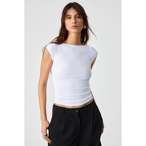 Blusa Ajustada de Canalé para Mujer GRIMELANGE, Manga Corta, Cuello Ballerina, por NOEMI - Product Image 5