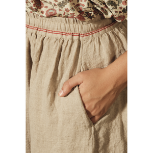 JIANA Adjustable Pintuck <b>Skirt</b> with <b>Elastic</b> Waistline Stone Linen with Drawstring Decoration - Product Image 2