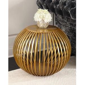 Nueva llegada mesa auxiliar de alambre de Metal elegancia chapada en oro para sala de estar muebles de dormitorio mesas laterales redondas resistentes - Product Image 1