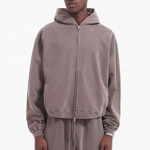 เสื้อฮู้ดซักกรดของผู้ชายขายดี400gsm ผ้าฝ้าย100% ใหญ่โอเวอร์ไซส์ซิปไซส์ XS พิมพ์ลายได้ตามต้องการ - Product Image 1