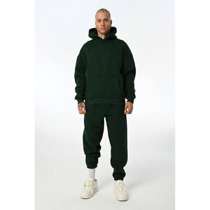 Custom Men's Heavy Weight Cotton 2-Piece <b>Oversized</b> Hoodie Print Sweat Suit Sports <b>Joggers</b> Set for Winter at Wholesale Price - Product Image 3