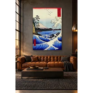 Fida Hiroshige Mont Fuji derrière les vagues Impression sur toile - Product Image 3