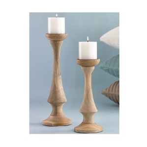 Candelabros de madera decorativos de último diseño para decoración del hogar uso navideño Logotipo de tamaño personalizable pilar de madera de mango de alta calidad - Product Image 3
