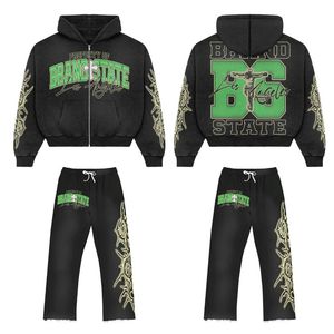 Nouveau survêtement personnalisé pour hommes de haute qualité avec poche latérale à capuche zippée et effet de décoloration solaire en pierre Sérigraphie de haute qualité - Product Image 6