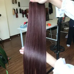 Groothandelsprijslijst Cuticula Uitgelijnd Dark Berry Rauw Maagdelijke Steil Menselijk Haar Bundel Geen Chemische Stof Kan Worden Geverfd Hair Extensions