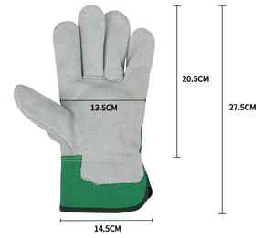 High Quality Heat Resistant Leather Welding <b>Gloves</b> Breathable <b>Touchscreen</b> Design for Daily Use White & Green Safety <b>Gloves</b> - Product Image 6