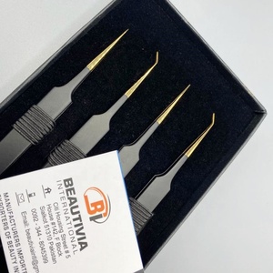 Pince à épiler droite/45 degrés, Isolation, noir or, acier inoxydable, Logo personnalisé, Extension de cils - Product Image 6