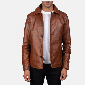 Best Selling Men's Leather <b>Jacket</b> Stand Collar Front Logo Eco-Friendly <b>Heated</b> Waterproof Breathable Winter High Street Style New - Product Image 1