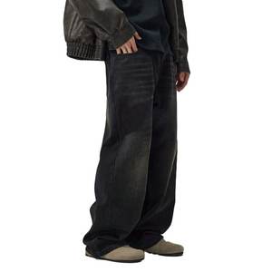 กางเกงยีนส์ผ้าเดนิมสีเทาดำสำหรับผู้ชายผ้ายืดทรงตรงสีดำสีน้ำเงินเข้มสำหรับฤดูใบไม้ร่วง - Product Image 2