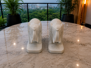 Artesanías de Mármol de la Herencia de Agra, Esculturas de Elefantes de Mármol Hechas a Mano |   Estatua de Lujo Tallada a Mano para Hogar, Jardín u Oficina - Product Image 1