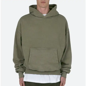 Sudadera con capucha de algodón de gran calidad para hombre Sudadera con capucha y sudadera de color sólido Sudaderas con capucha de lavado ácido para hombres - Product Image 1