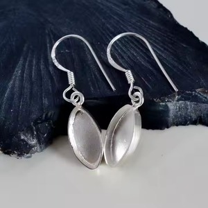 Buena calidad Ajuste en blanco Componente de joyería de plata S925 Marquise Shape Proveedor al por mayor Base Cup Collet Dangle Hook Earring - Product Image 2