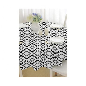 Organic Cotton Table Cloth Manufacturer <b>Square</b> Geometric Design Embroidered Custom Size Bulk OEM Private Label Supply - Product Image 1