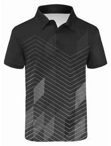 Polos d'été décontractés à fermeture éclair pour hommes, polos à rayures imprimées numériques, polos à manches courtes pour hommes, vêtements pour hommes - Product Image 5