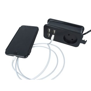 Ciabatta caricabatteria USB 4 porte 5V 2.4A ricarica rapida 1 Slot 2P 10A cavo 1.5 metro nero-materiali - Product Image 2