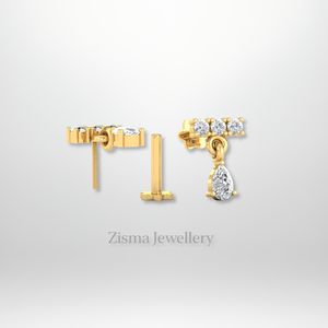 Pendientes colgantes de barra de diamante de lujo 14K 18K oro moderno Piercing joyería Real laboratorio cultivado y diamantes naturales IGI certificado - Product Image 4