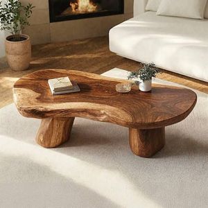 Table basse ronde en corne véritable, style ferme moderne, faite à la main, durable, basse, pour salon, HF Industries - Product Image 3