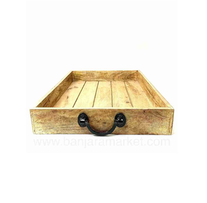 Plateau de rangement en bois personnalisé avec poignée en métal plateau en bois pour accessoires de maison d'excellente qualité - Product Image 6