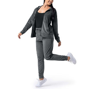 Women <b>Velour</b> <b>Tracksuit</b> Soft Velvet Two Piece Set Comfortable Casual Jogging Suit Zip Up Hoodie And Pants - Product Image 4