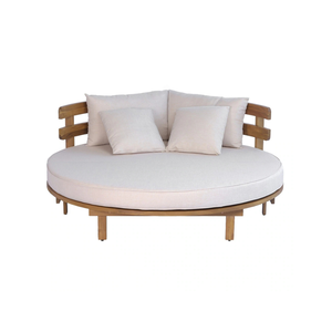 Canapé-lit rond en teck pour extérieur, salon de jardin, bord de piscine, mobilier de villa et de resort - Product Image 2