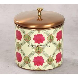 กล่องเก็บชาและกาแฟถ้วยน้ำตาลเคลือบผงโลหะสีขาวพร้อมฝาขัดเงาสีเงิน - Product Image 3