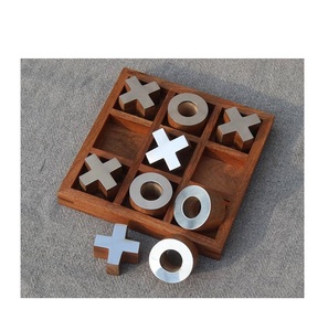 Juego de mesa de ajedrez Xo de Metal de madera, Juego de 2 jugadores, rompecabezas de madera de la mejor calidad, tablero de Tic Tac Toe, producto hecho a mano - Product Image 1