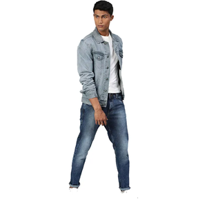 Veste en jean oversize pour hommes OEM Manteau boutonné en coton décontracté pour l'automne hiver Vêtements d'extérieur pour femmes avec logo sur le devant - Product Image 6