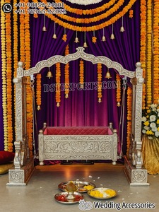 South Indian Baby Welcoming Ceremony Cradle Traditional Silver Metal Swing Cradle Rectangle Indoor Home Baby Naming Function - Product Image 3