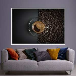 Modern Printed Large Canvas: Coffee Cup Artwork for <b>Bar</b> & Kitchen Decor,1P:White Framed - Product Image 1