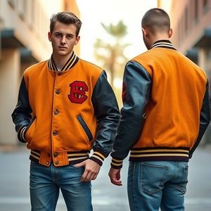 Veste universitaire coupe ajustée pour hommes en laine mélangée corps en cuir végétalien manches en chenille personnalisé Patch Letterman Bomber Coat vente en gros - Product Image 2