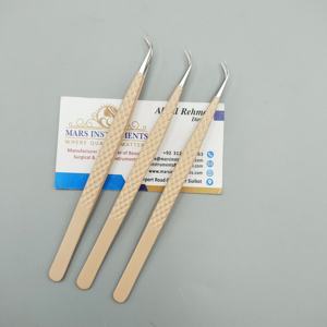 Isolation J Curve Extension de cils pince à épiler en acier inoxydable couleur nue enduit pour Extension de cils couleur crème - Product Image 6