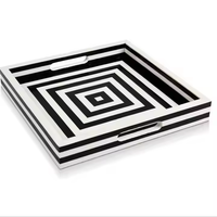 Dernier arrivage Plateau de luxe indien fait main en résine incrustation d'os Plateau rectangle de service Inde Look antique Design classique Vente à chaud