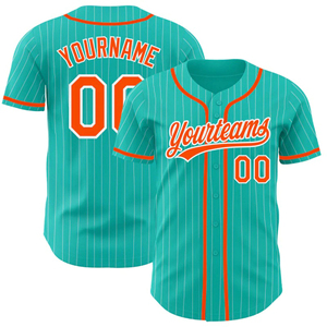 Camiseta de Béisbol Personalizada con Rayas Naranja y Verde Azulado, Logotipo del Equipo, Ropa de Equipo - Product Image 2