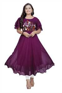 Vestido LARGO DE Georgette bordado pesado confeccionado para niñas indias al mejor precio, nueva tendencia, ropa de fiesta de festival de Surat - Product Image 6