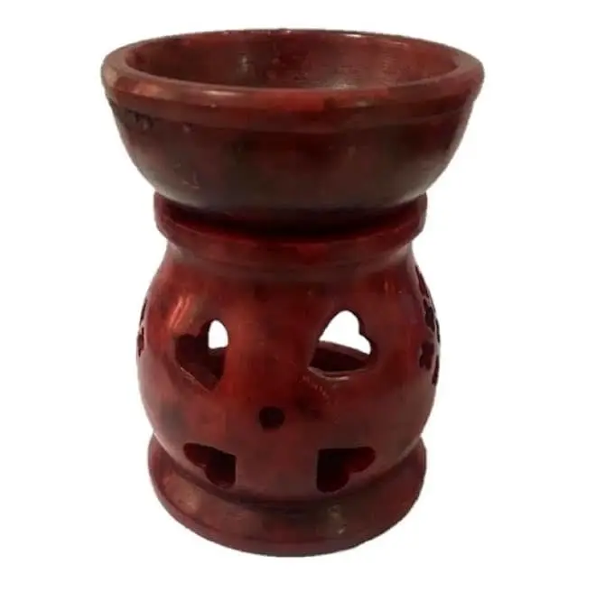 Soapstone Aroma Diffuser Marble Aroma Burner red colour carving work
