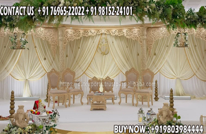 Décorations de mariage de luxe élégantes dernières conceptions pour les chaises de marié de mariée et les chaises de trône de Maharaja pour la scène de mariage - Product Image 3