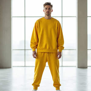 Ensembles de sweat-shirts et de pulls à capuche pour hommes d'automne, motif uni, doublure en polaire, sweat-shirt de sport à capuche avec logo imprimé, pantalon décontracté ample - Product Image 5