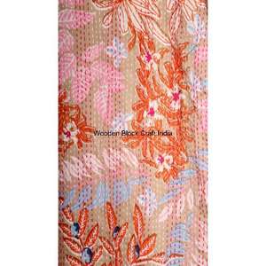 Indian Handmade 100% Organic Cotton Kantha Quilted Winter Autumn Reversible Pattern Hand <b>Block</b> Vintage Kimono Jacket - Product Image 4