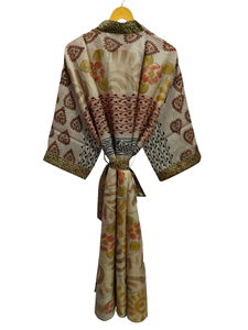 Kimono de Sari de seda pura, bata de Sari Vintage de peso ligero, vestido de fiesta de playa suave, Kimono de seda hecho a mano indio - Product Image 5