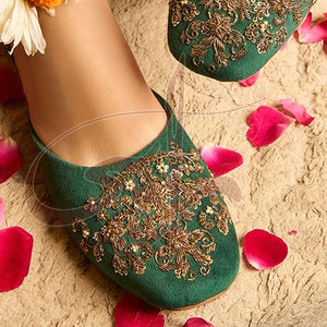 Comfort Designed Green Printed Handmade Anti-Slippery Non-Slip Sole Fashion Trend High Quality All-Season <b>Khussa</b> - Product Image 5