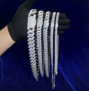 Pass Diamond Tester GRA Hip Hop S925 Silver Iced Out Bling 3 filas 14MM 16MM 18mm 20mm VVS Moissanite cadena de eslabones cubanos para hombres - Product Image 2