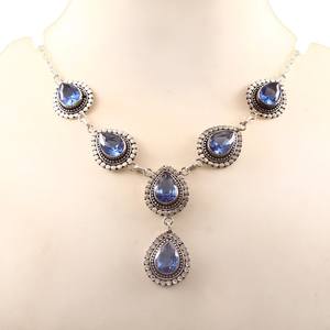 London Blue <b>Sapphire</b> Pear Cut GIA Certified Luxury <b>Necklace</b> Silver Handmade Jewelry Wholesale Supplier - Product Image 1