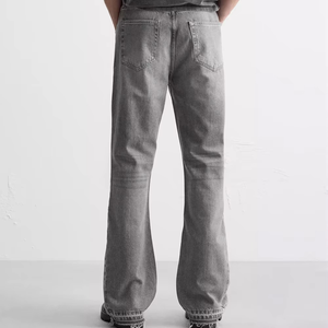 Custom High Quality Streetwear <b>Men's</b> Straight Mid Rise Canvas <b>Jeans</b> Breathable Quick Dry <b>Drawstring</b> Closure 100% Cotton - Product Image 3