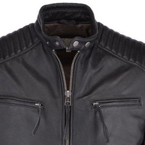 Venta al por mayor de chaqueta de cuero genuino de alta calidad para los hombres con capucha Cuello clásico de luz característica con patrón de decoración para el invierno - Product Image 5