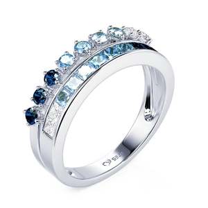 Jeulia Rhodium Plated Sterling <b>Silver</b> Gradient Double Row <b>Eternity</b> Band <b>Ring</b> - Product Image 3