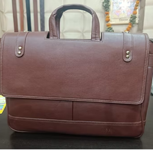 Maletín profesional de cuero marrón para hombre, bolso para portátil de negocios con bolsillo de solapa frontal a precio barato al por mayor - Product Image 6