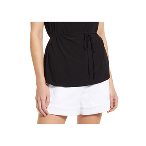 Top in maglia da donna senza maniche con collo ad anello e laccio in vita, colore viola, taglia media - Product Image 3