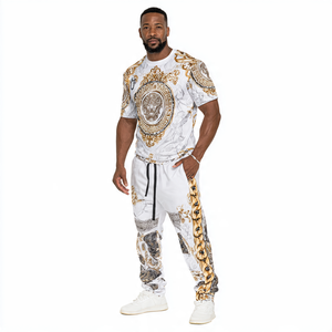 OEM imprimé graphique t-shirt sublimation pantalon deux pièces ensemble hommes Streetwear léger sublimation t-shirt survêtement hommes - Product Image 1