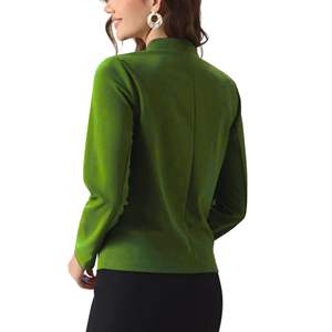 Blazer de oficina de mujer tejido con patrón sólido de manga larga con frente abierto para negocios y trabajo - Product Image 3